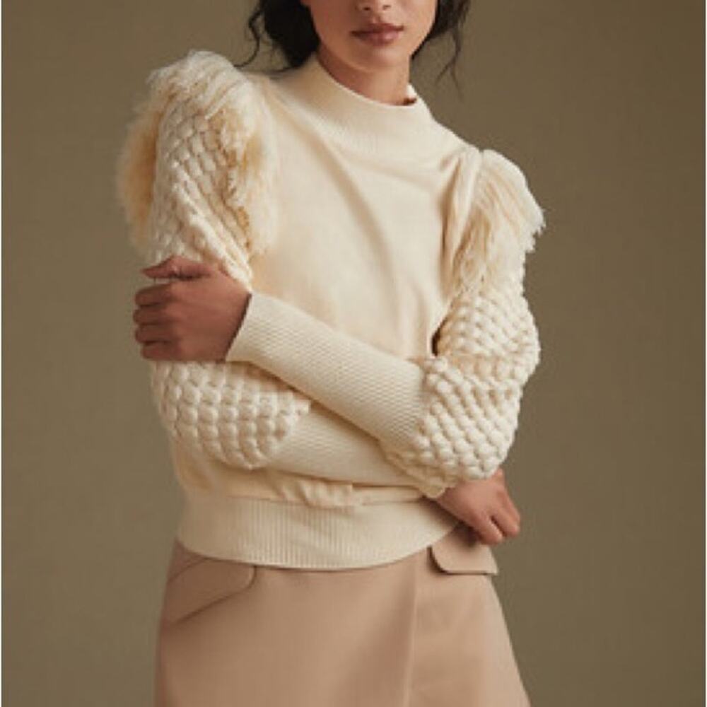 Dolan fringed knit sweater cream XS
